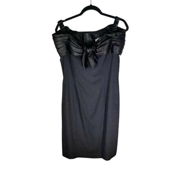 Betsy & Adam Off-Shoulder Black Cocktail Dress With Bow Detail Vintage - Picture 2 of 12